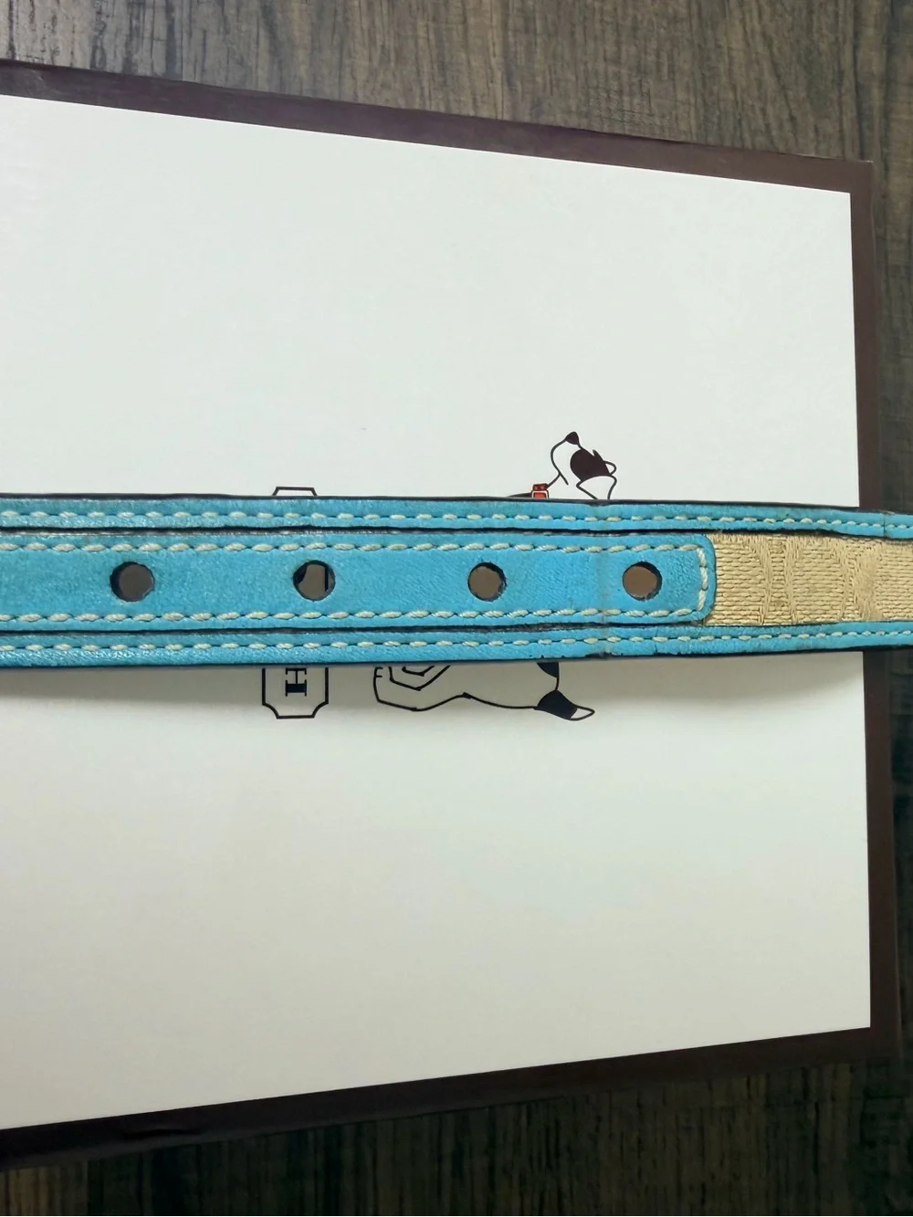 Coach Turquoise and Beige Signature Canvas & Leather Dog Collar with Bone Tag